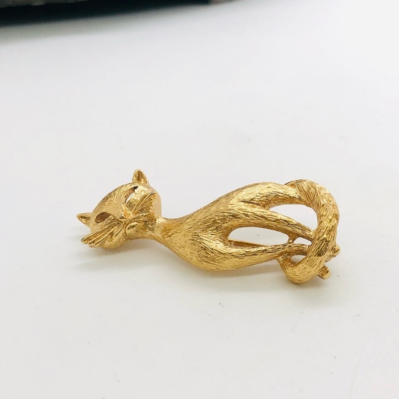 Vintage Signed Kitty Cat Figural Brooch - Picture 9 of 10